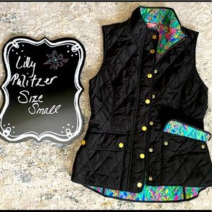 Lilly Pulitzer Black Quilted Vest- Small